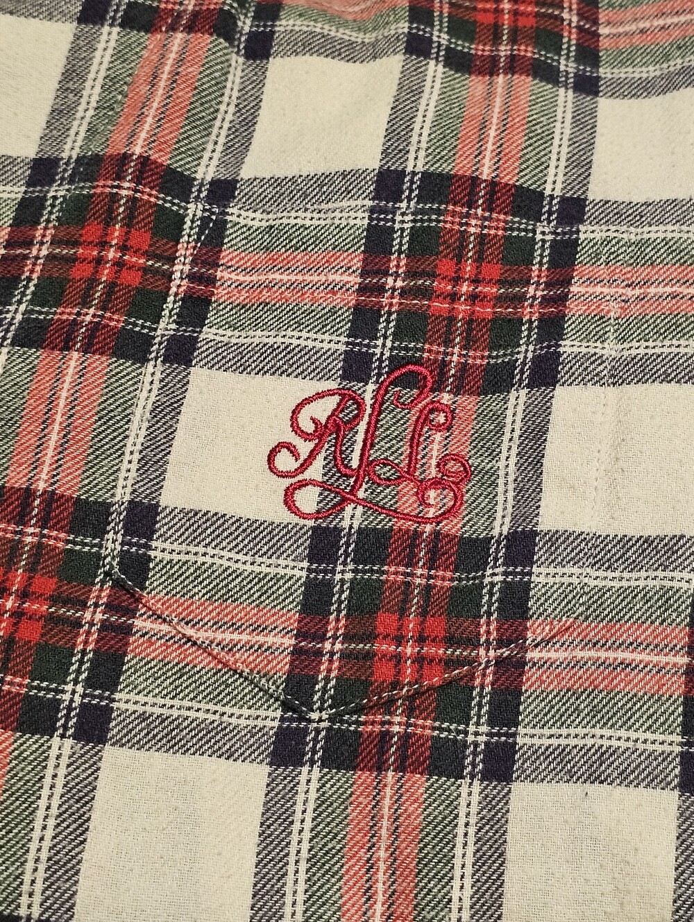Lauren Ralph Lauren Plaid Pajamas Set Size Large Flannel Red White Black Tartan - Picture 11 of 12